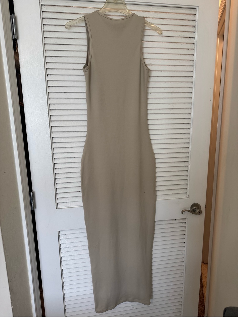 PrettyLittleThing Sleeveless Shape Dress in Beige